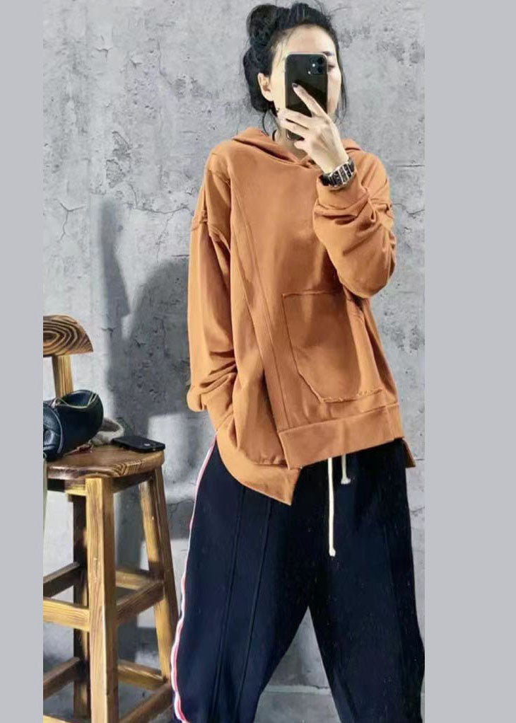 Elegante Gelb asymmetrische design Mit Kapuze Sweatshirts Frühling