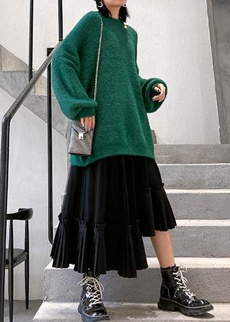 Elegant black Cotton quilting skirt layered tunic high waist skirts - SooLinen