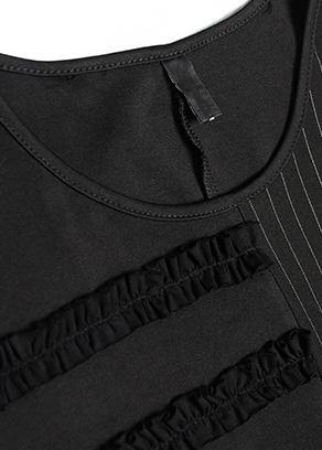 Elegant black patchwork cotton outfit sleeveless Robe summer Dresses - SooLinen