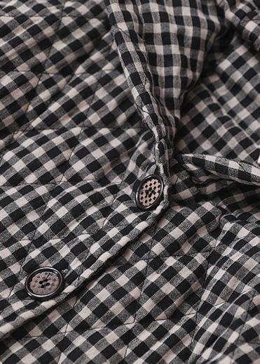 Elegant black white plaid winter coats plus size clothing hooded patchwork winter outwear - SooLinen