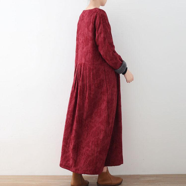 Elegant burgundy cotton jackets casual maxi coat vintage trench coat thick