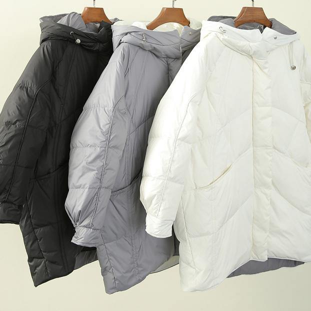 Elegant casual winter jacket overcoat hooded zippered down coat winter - SooLinen