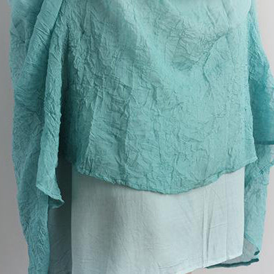 Elegante Baumwollbluse Oversize Fake Zweiteiler Taschen Retro Grünes Sommerkleid