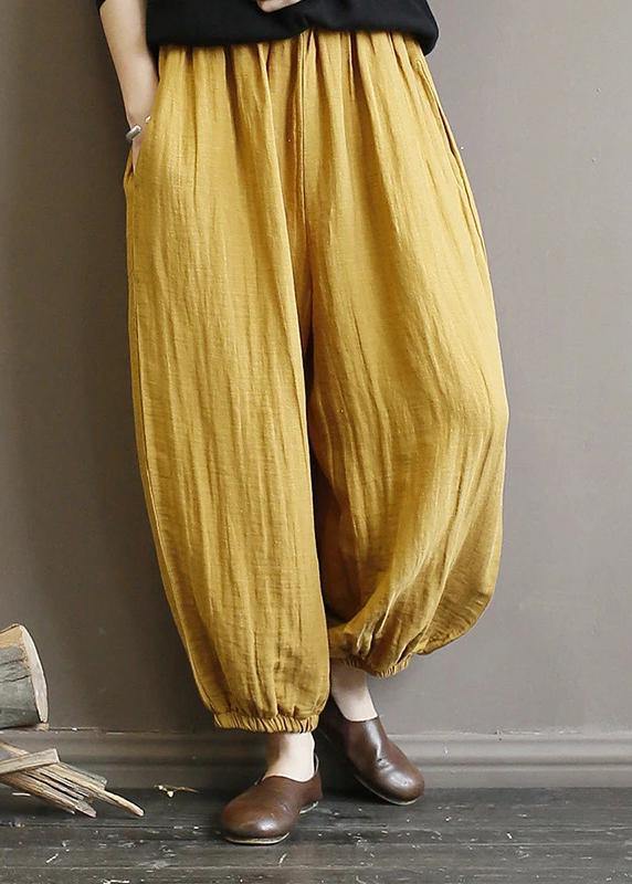 Elegant cotton clothes For Women Pakistani Casual Solid Color Pleated Harem Pants - SooLinen