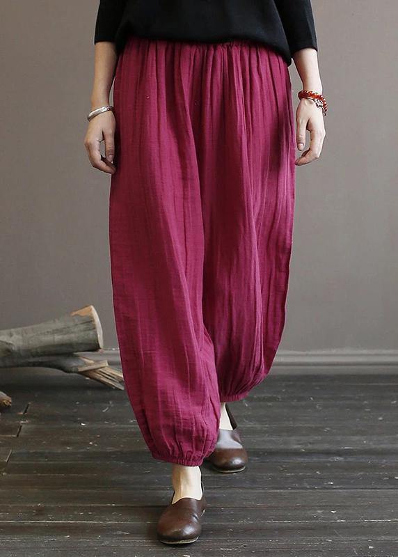 Elegant cotton clothes For Women Pakistani Casual Solid Color Pleated Harem Pants - SooLinen