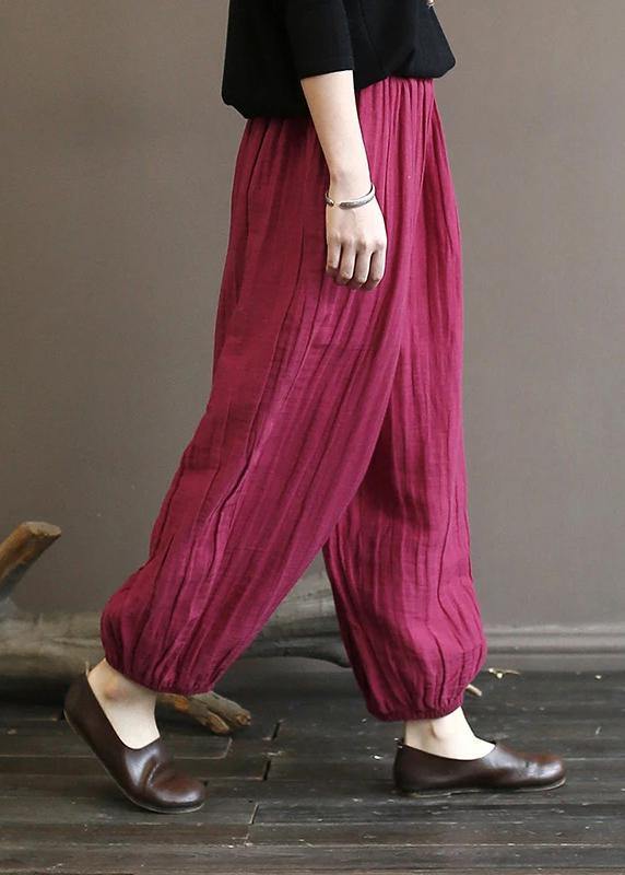 Elegant cotton clothes For Women Pakistani Casual Solid Color Pleated Harem Pants - SooLinen