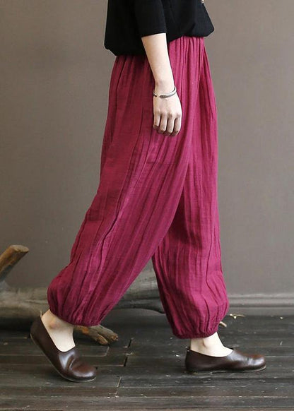 Elegant cotton clothes For Women Pakistani Casual Solid Color Pleated Harem Pants - SooLinen