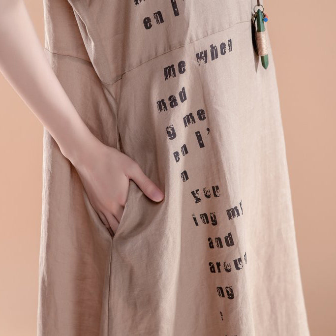 Elegant cotton dresses oversize Short Sleeve Pockets Summer Casual Black Dress