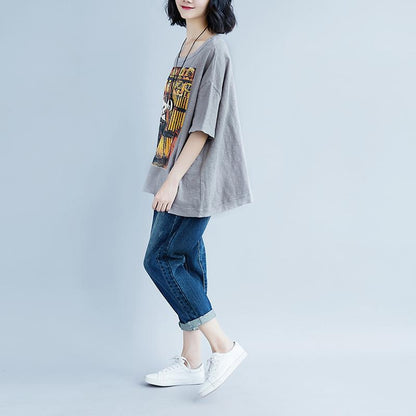 Elegante Baumwolloberteile in Übergröße, kurzärmelig, Sommer-Baumwoll-Freizeitoberteile