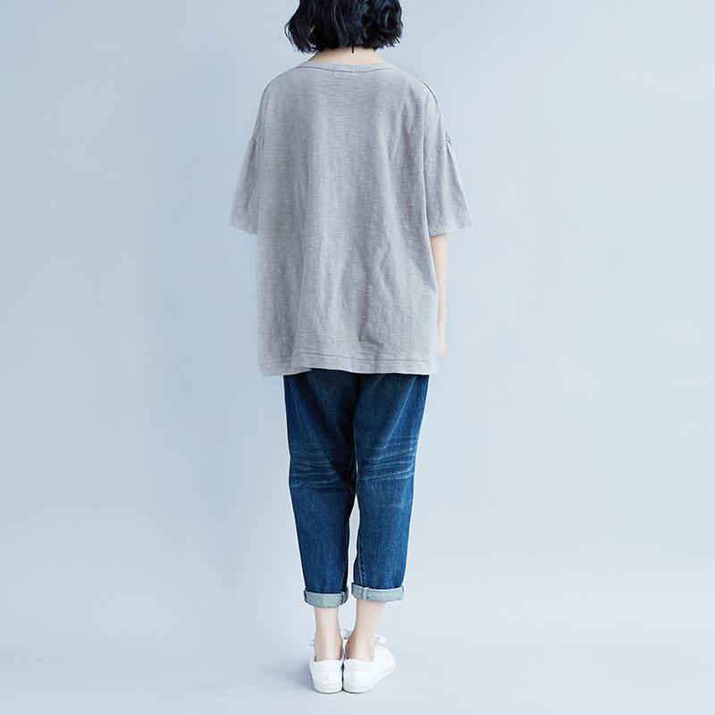 Elegante Baumwolloberteile in Übergröße, kurzärmelig, Sommer-Baumwoll-Freizeitoberteile