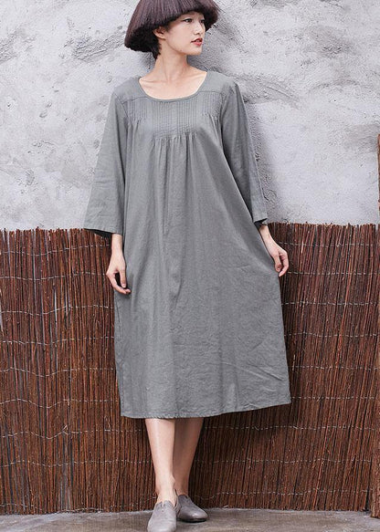 Elegant green Cinched linen Soft Surroundings bracelet sleeved Robe summer Dresses - SooLinen