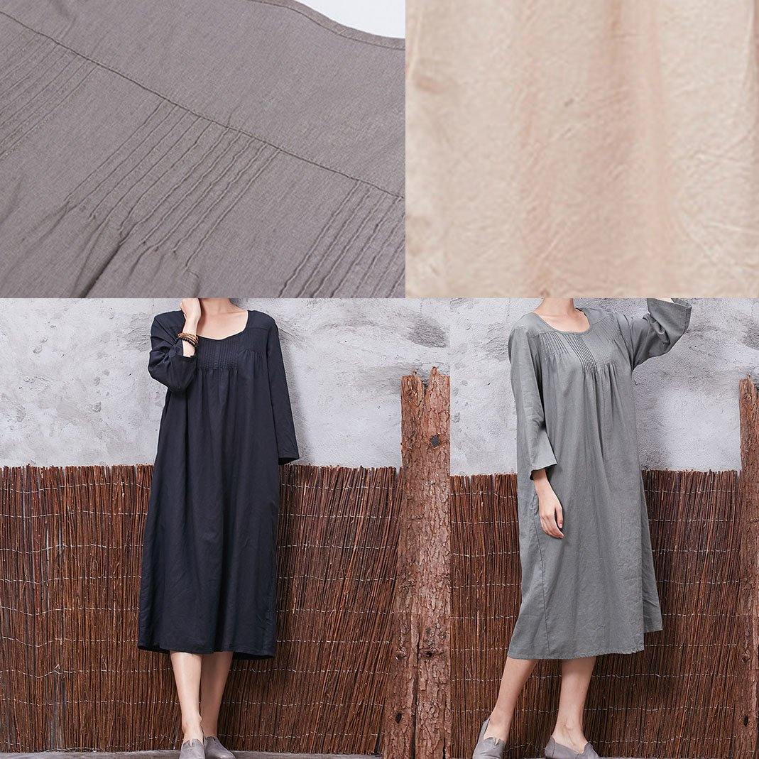 Elegant green Cinched linen Soft Surroundings bracelet sleeved Robe summer Dresses - SooLinen