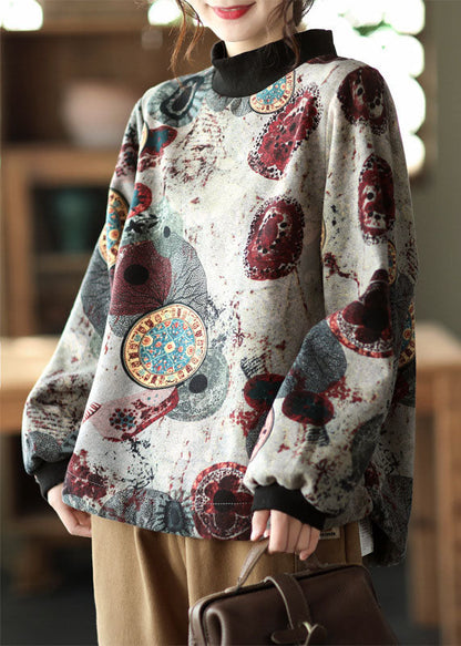 Elegante grau Stehkragen low high design Sweatshirts Tops Frühling