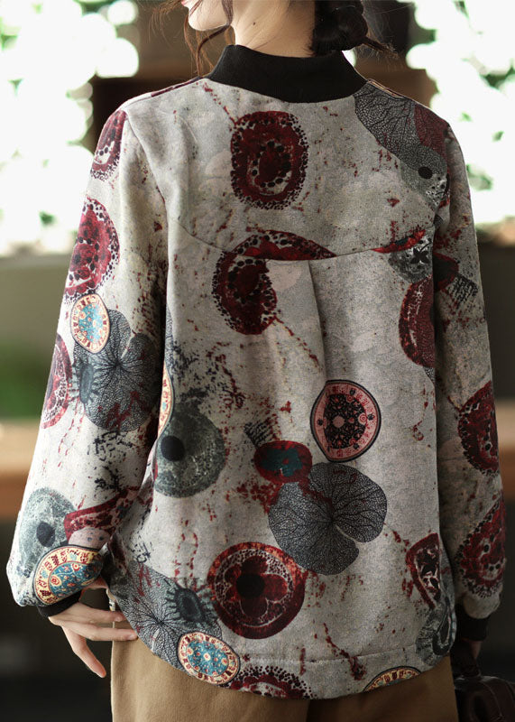 Elegante grau Stehkragen low high design Sweatshirts Tops Frühling