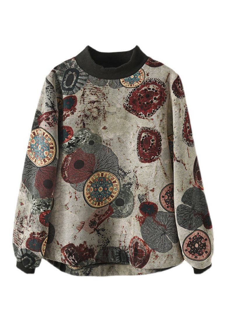 Elegante grau Stehkragen low high design Sweatshirts Tops Frühling