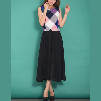 Elegant high waist chiffon clothes For Women Neckline black wild Dress summer - SooLinen