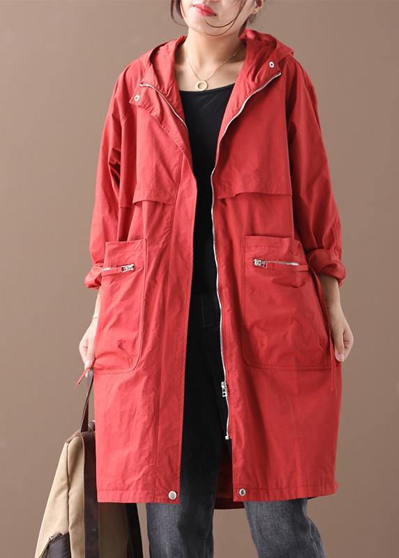 Elegant hooded zippered Plus Size coats women black women coats - SooLinen