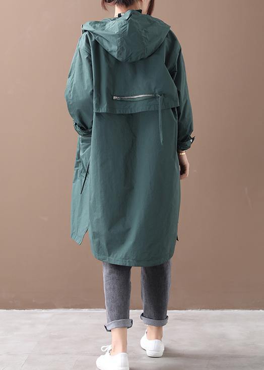 Elegant hooded zippered Plus Size coats women black women coats - SooLinen