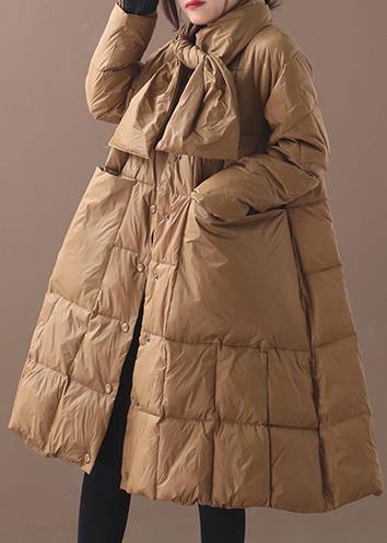 Elegant khaki winter parkas casual winter jacket hooded outwear thick - SooLinen