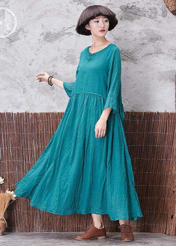 Elegant layered linen Robes Inspiration yellow o neck Dresses autumn - SooLinen