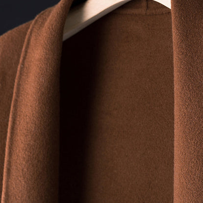 Eleganter hellgrauer Wollmantel lässiger Stehkragen Wintermantel Taillenbund Damenmäntel