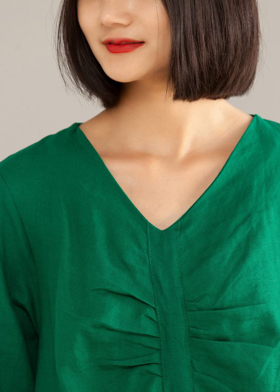 Elegante Leinenkleidung, stilvolles, einfarbiges, lockeres A-Linien-Freizeitkleid mit unregelmäßigem Saum