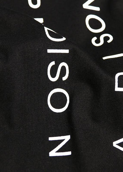 Elegant o neck back side open cotton clothes For Women Tutorials black Letter blouse - SooLinen