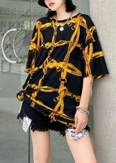 Elegant o neck half sleeve summer crane tops Work Outfits black plaid blouses - SooLinen