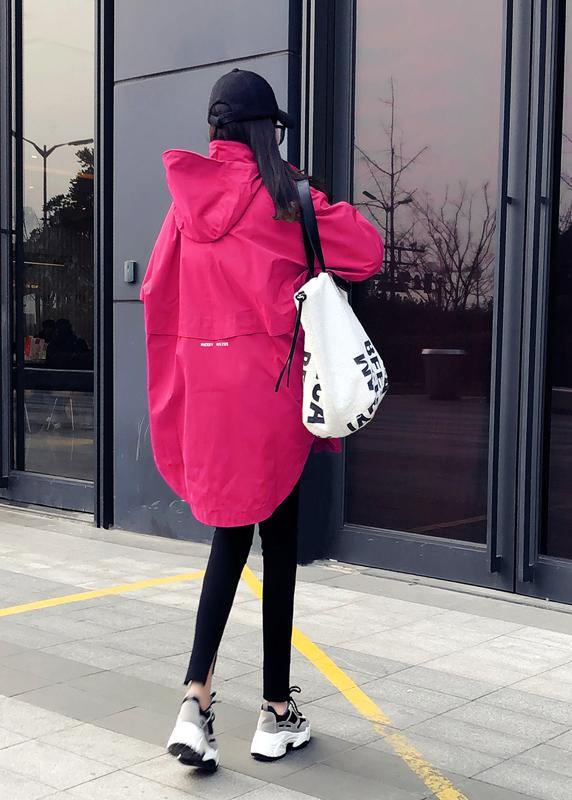 Elegant oversize snow jackets overcoat rose hooded zippered down jacket woman - SooLinen