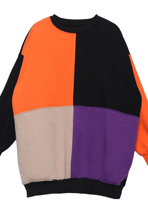 Elegant patchwork cotton o neck Tunic Inspiration yellow blouses - SooLinen