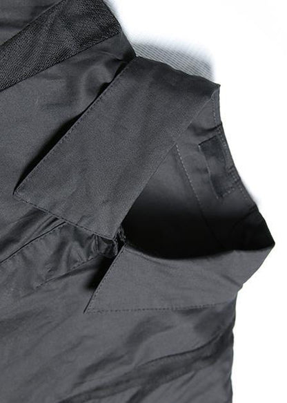 Elegant patchwork tulle cotton tunic pattern Sewing black loose Dress lapel - SooLinen