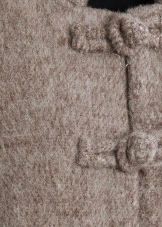 Elegant plus size long jackets women coats khaki stand collar large hem woolen coats - SooLinen