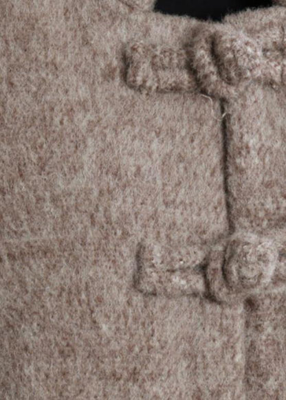 Elegant plus size long jackets women coats khaki stand collar large hem woolen coats - SooLinen