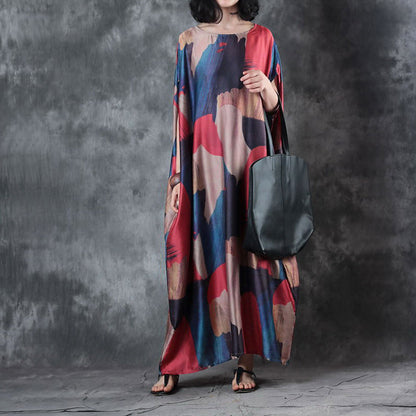 Elegantes Maxikleid mit Rundhalsausschnitt und kurzen Ärmeln, Sommerkleid, Baggy-Kleid, Brautjungfernkleid