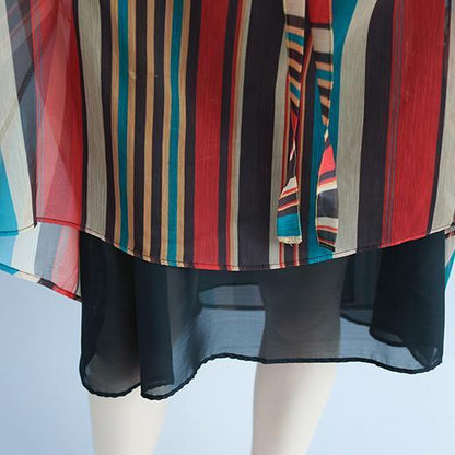 Elegante gestreifte Maxikleider Spaghettiträger Bodenkleid Urlaubskleid