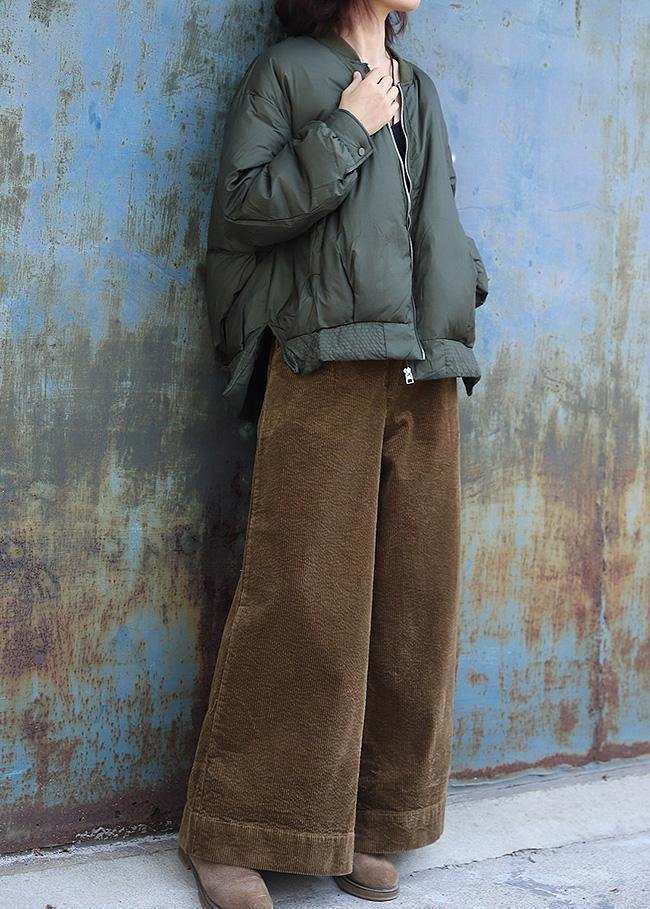 Elegant thick pants khaki Work Outfits wild leg pants - SooLinen