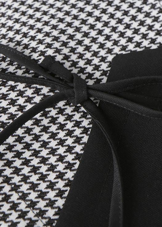 Elegant v neck cotton sleeveless blouses for women Christmas Gifts black patchwork plaid tops - SooLinen