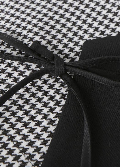 Elegant v neck cotton sleeveless blouses for women Christmas Gifts black patchwork plaid tops - SooLinen