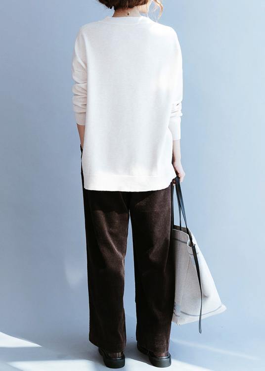 Elegant v neck side open fall tunic top Fabrics nude shirts - SooLinen