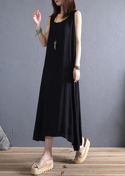 Elegant white cotton clothes o neck sleeveless Art summer Dresses - SooLinen