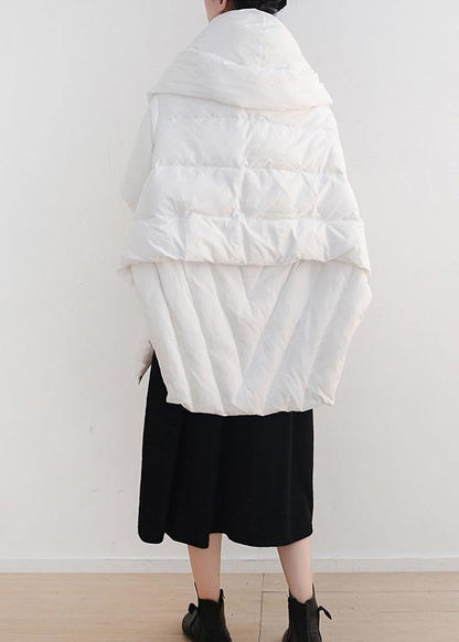 Elegant white warm winter coat plus size stand collar down jacket Dark buckle women coats - SooLinen