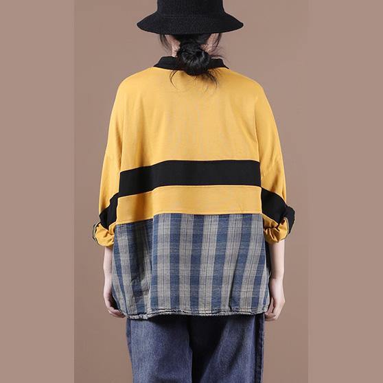 Elegant yellow clothes For Women lapel zippered Midi blouse - SooLinen