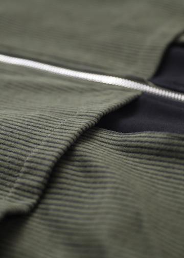 Elegant zippered cotton fall clothes For Women Outfits black patchwork green blouses - SooLinen