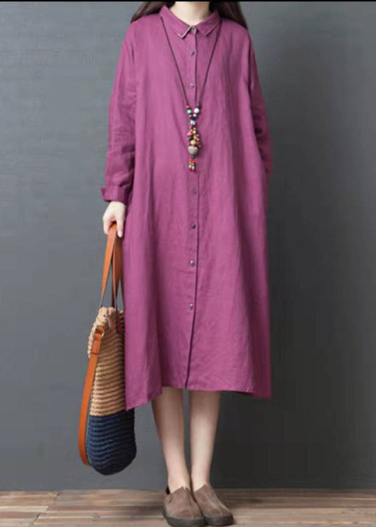 Elegante, lockere Leinenkleider in Übergröße für Damen