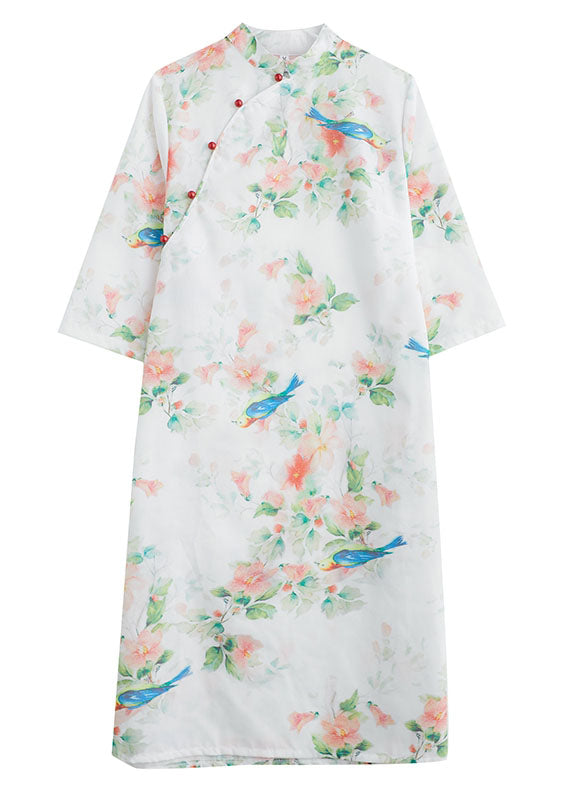 Elegantes Oberteil mit Rundhalsausschnitt und halblangen Ärmeln, Nähen, grünes Hemd mit Vogel-Print