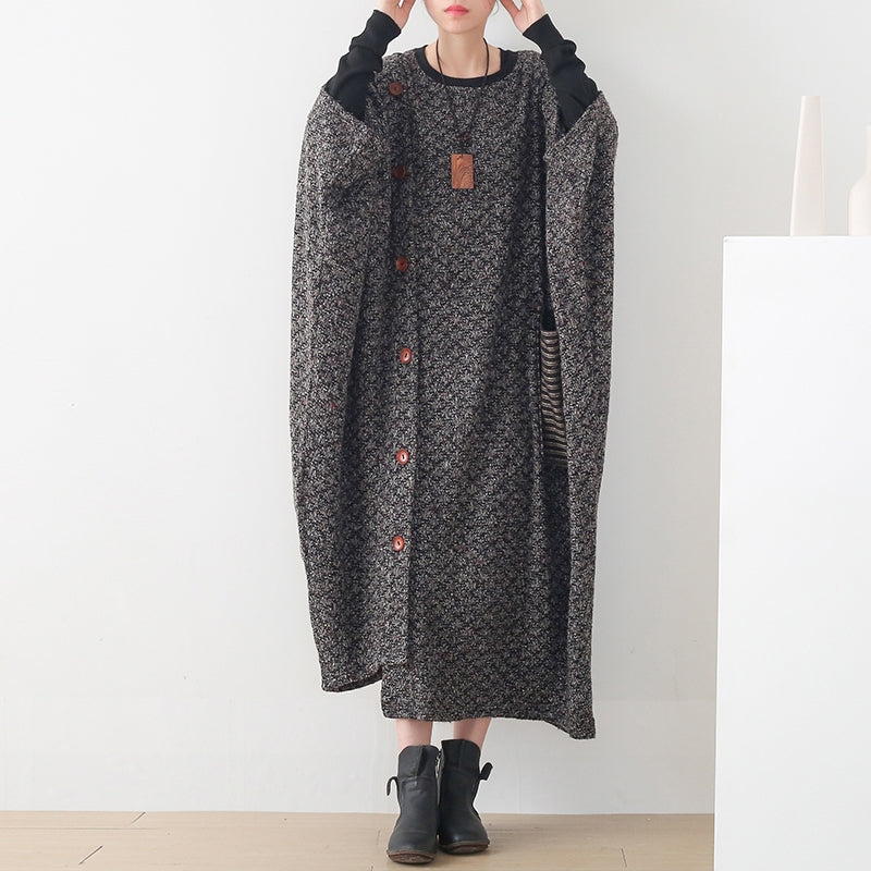 Elegante Kapuzen Frühlingskleidung Damen Muster Burgund Maxikleid