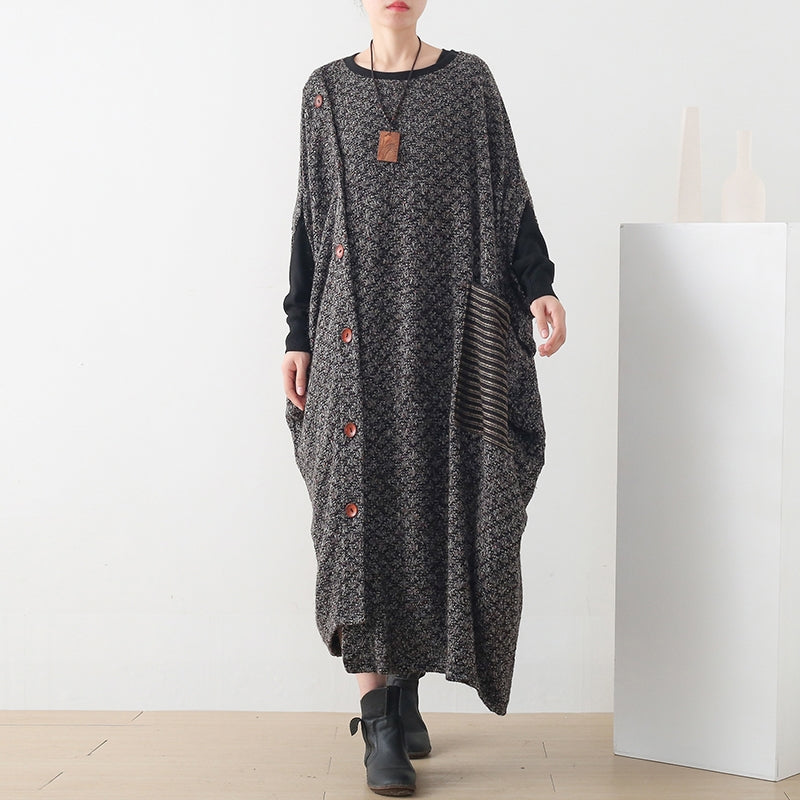 Elegante Kapuzen Frühlingskleidung Damen Muster Burgund Maxikleid