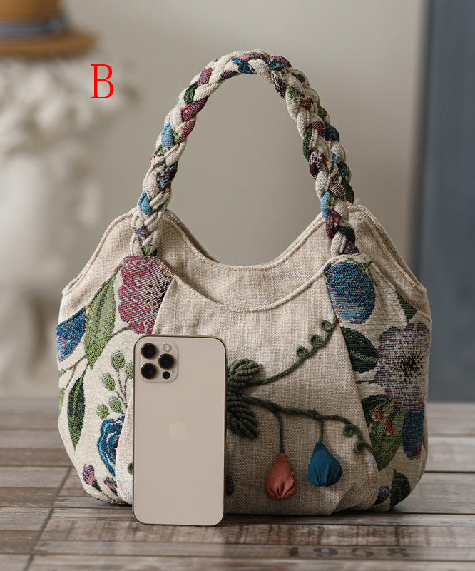 Ethnic Style Handmade Woven Canvas Tote Bag
