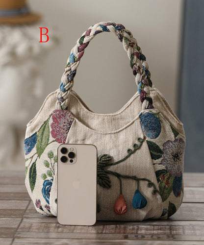 Ethnic Style Handmade Woven Canvas Tote Bag