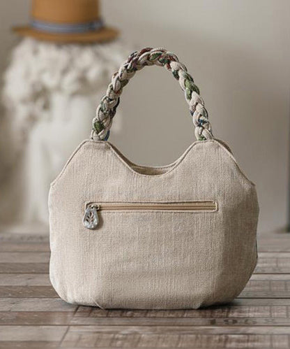 Ethnic Style Handmade Woven Canvas Tote Bag